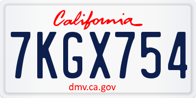 CA license plate 7KGX754
