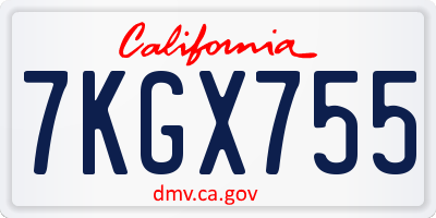 CA license plate 7KGX755