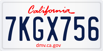 CA license plate 7KGX756