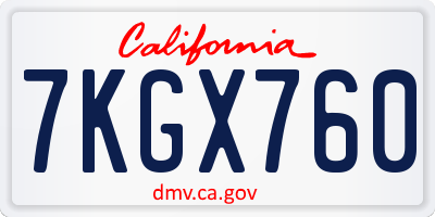 CA license plate 7KGX760