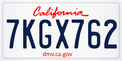 CA license plate 7KGX762