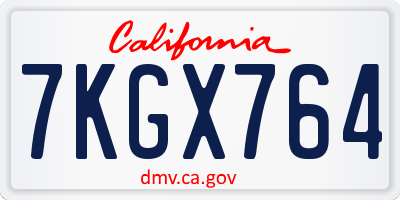 CA license plate 7KGX764