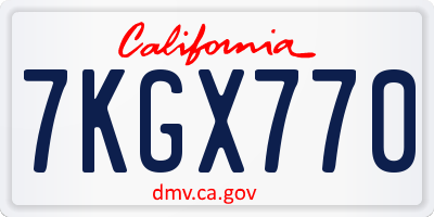 CA license plate 7KGX770