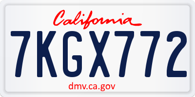 CA license plate 7KGX772