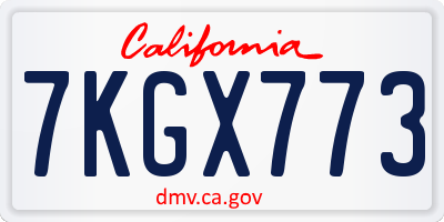 CA license plate 7KGX773