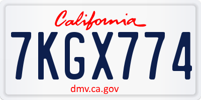 CA license plate 7KGX774