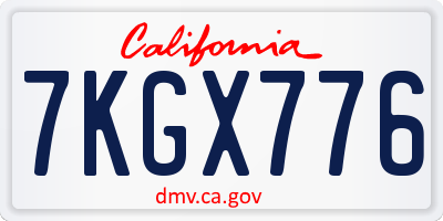 CA license plate 7KGX776