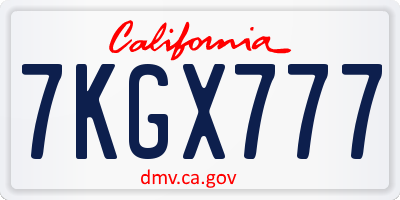 CA license plate 7KGX777