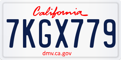 CA license plate 7KGX779