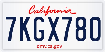 CA license plate 7KGX780