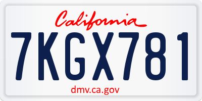 CA license plate 7KGX781