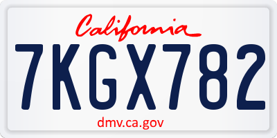 CA license plate 7KGX782