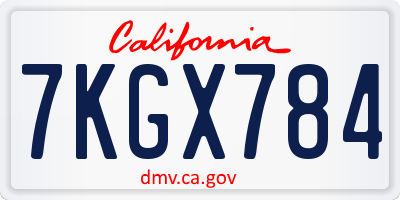 CA license plate 7KGX784