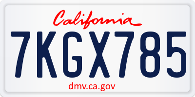 CA license plate 7KGX785