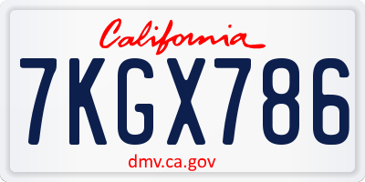 CA license plate 7KGX786
