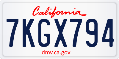 CA license plate 7KGX794