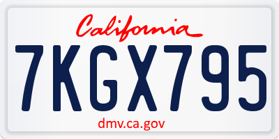 CA license plate 7KGX795