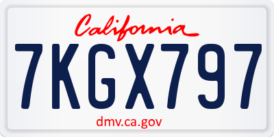 CA license plate 7KGX797