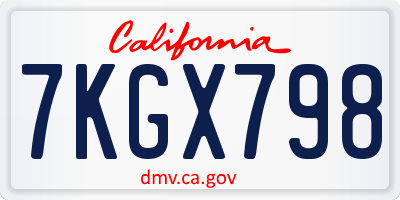 CA license plate 7KGX798