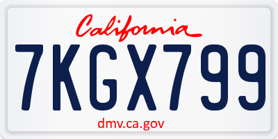 CA license plate 7KGX799