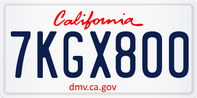 CA license plate 7KGX800