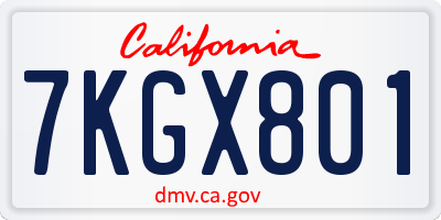 CA license plate 7KGX801