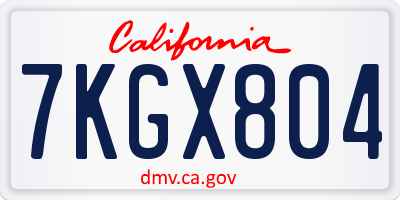 CA license plate 7KGX804