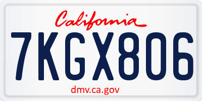 CA license plate 7KGX806