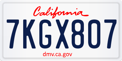 CA license plate 7KGX807