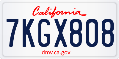 CA license plate 7KGX808