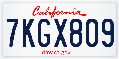 CA license plate 7KGX809