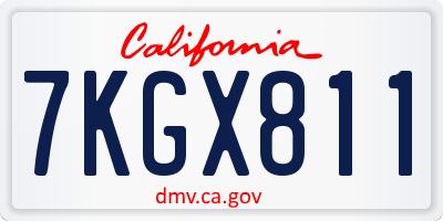 CA license plate 7KGX811