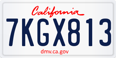 CA license plate 7KGX813