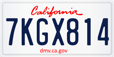 CA license plate 7KGX814