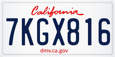 CA license plate 7KGX816