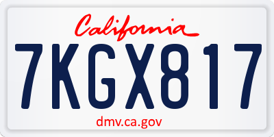 CA license plate 7KGX817