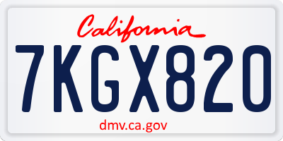 CA license plate 7KGX820