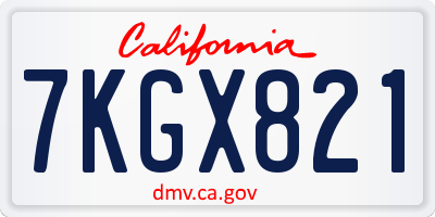CA license plate 7KGX821