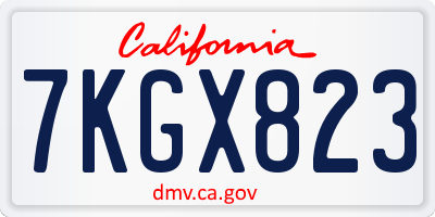 CA license plate 7KGX823