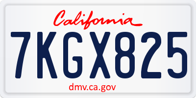 CA license plate 7KGX825