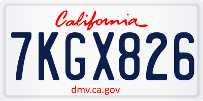 CA license plate 7KGX826