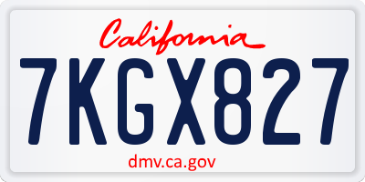 CA license plate 7KGX827