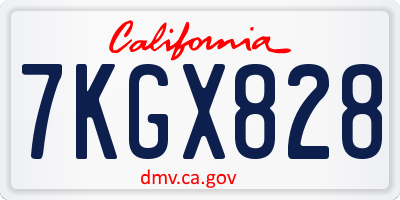 CA license plate 7KGX828
