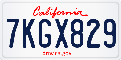 CA license plate 7KGX829