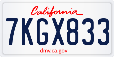 CA license plate 7KGX833