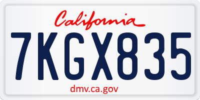 CA license plate 7KGX835