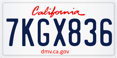 CA license plate 7KGX836