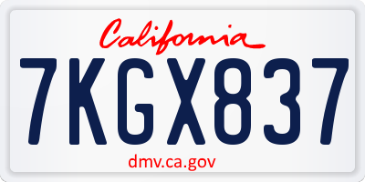 CA license plate 7KGX837