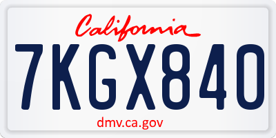 CA license plate 7KGX840