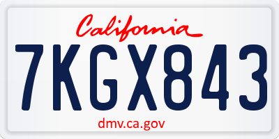 CA license plate 7KGX843